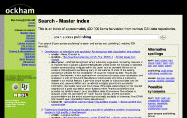 Figure 2. Screen shot of MyLibrary@Ockham